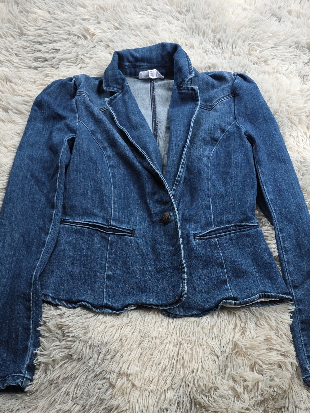 Women's Dark Blue Denim Blazer Jacket